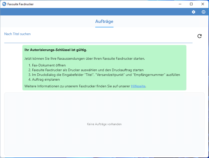 Autorisierungs-Schlüssel ist gültig Autorisierungs-Schlüssel ist gültig