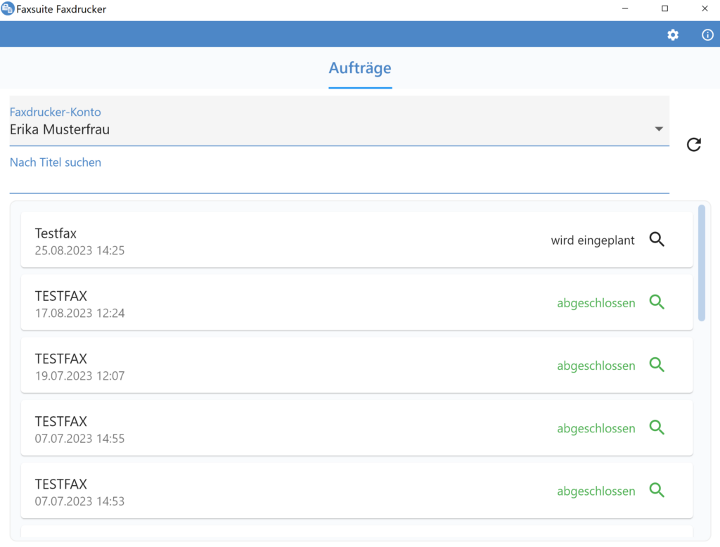 Faxsuite-Faxdrucker APP – Erika Mustermannl