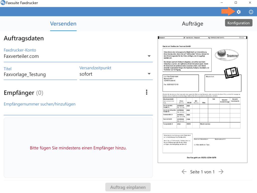 Faxsuite-Faxdrucker_Konfiguration