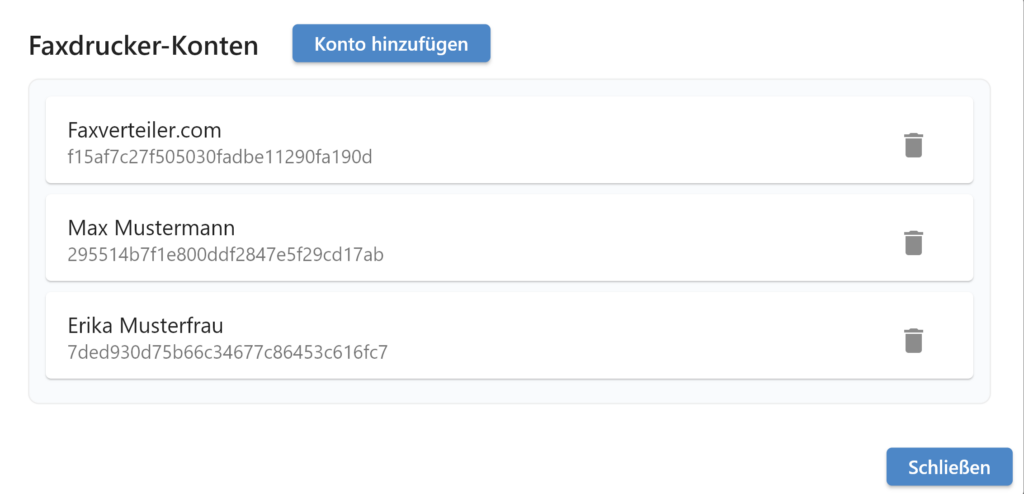 Faxsuite-Faxdrucker_neues_Konto hinzufügt
